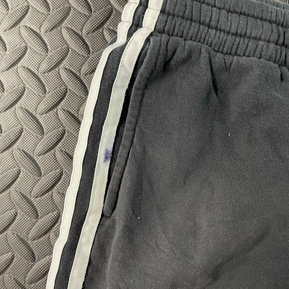 Adidas Pants Youth Large 14/16 Black Three Stripe Joggers Logo Athletic Cuffed - Picture 3 of 5